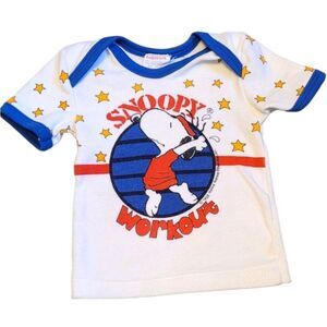 Vintage 1958 Babyfair Snoopy Workout White T-shirt Size 0-6 M